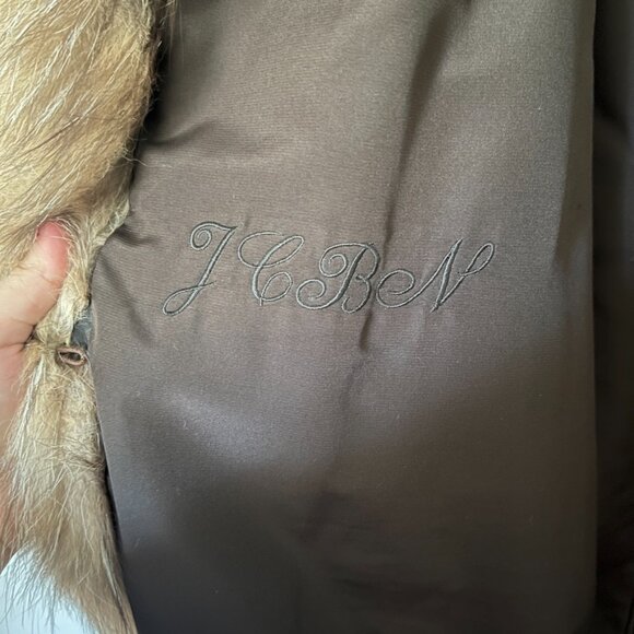 Mahogany Mink Fur Coat Size 10 Dyed Fox Tuxedo Long York Furrier Great Condition - Picture 9 of 16